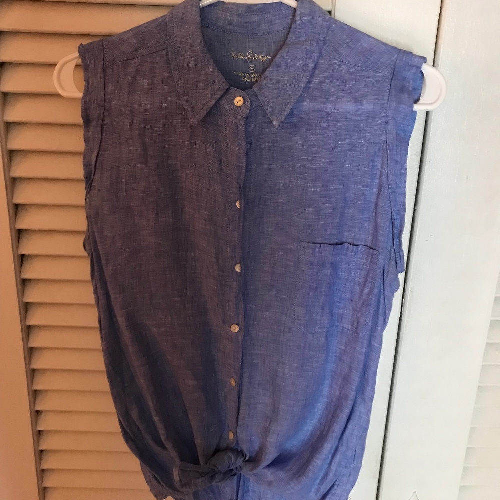 Lilly Pulitzer Breelyn Linen Button Down Top Size Small